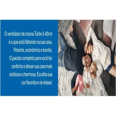Ventilador de Coluna 40cm Ventisol Turbo 6 Pás Oscilante e Altura ajustável Cor Preto 127V