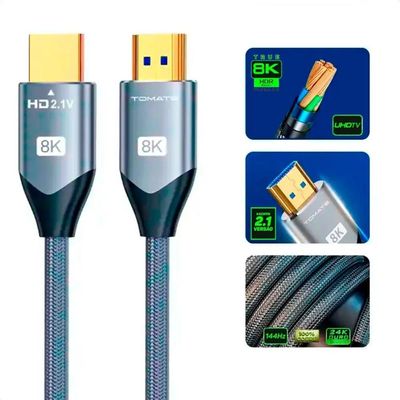 Cabo Hdmi 8K 60Hz - 4K 120Hz - 2.1V Full Ultra Hd Dolby TrueHD, DTS-HD 1.5 Mts