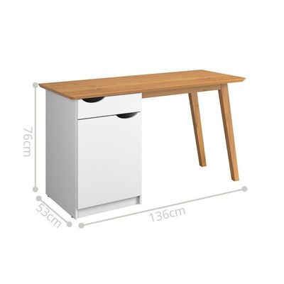 Escrivaninha 1 Porta 1 Gaveta Buri Branco Acetinado Cinamomo