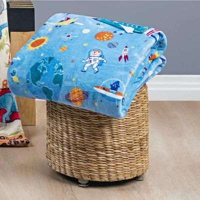 Manta Solteiro Infantil Bouti Kids Flannel Microfibra 1 Peça Astronauta
