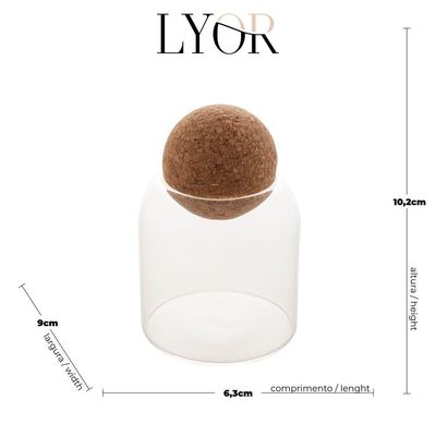 Pote De Vidro Borossilicato Com Tampa Esfera De Rolha Clean 510ml 1886 - Lyor