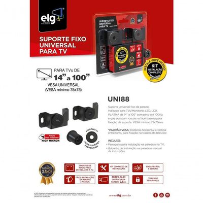 Suporte De Parede ELG Para TV Universal UNI88 Preto