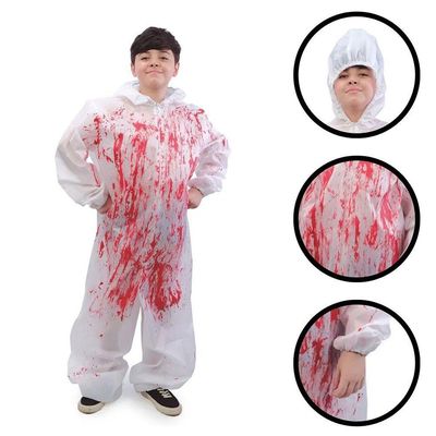 Fantasia Infantil Halloween Açougueiro Sangrento Com Capuz