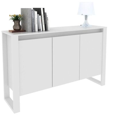 Armário Balcão Escritório 3 Portas 136x36x84cm Branco ME4147 Tecnomobili Branco
