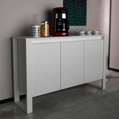 Armário Balcão Escritório 3 Portas 136x36x84cm Branco ME4147 Tecnomobili Branco