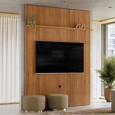 Painel Piso-teto New Interlagos Cumaru Para Tv Até 75 Madetec Cumaru