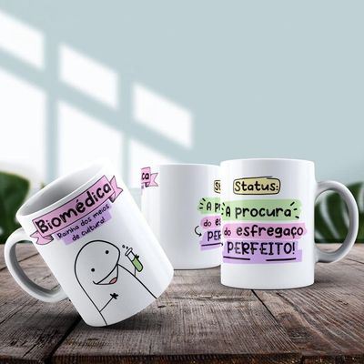Caneca De Porcelana 325ml Flork Profissões Feminino Biomédica