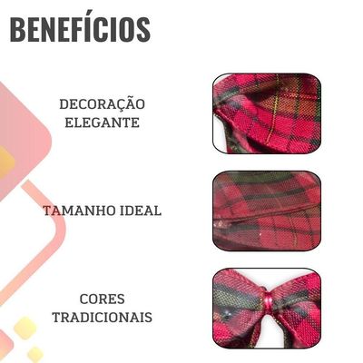 Kit Laços árvore Natal Verde Vermelho 25cm - 4 Unidades