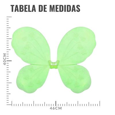 Asa De Borboleta Verde Lagarta Com Glitter