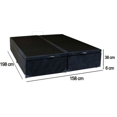 Cama Box Baú Queen Bipartido Suede Sereneprime Preto 158x198x44