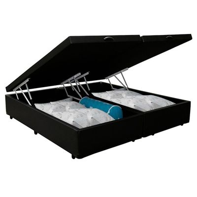 Cama Box Baú Queen Bipartido Sintético Sereneprime Preto 158x198x44