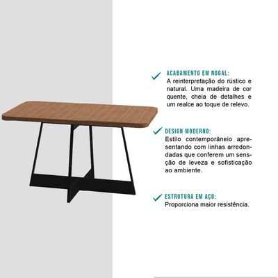 Mesa De Jantar Retangular 1,6 M átria 1592 Carraro Nogal Preto