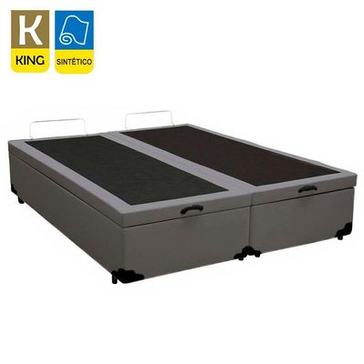 Cama Box Baú King Bipartido Sintético Sereneprime Cinza 192x203x44