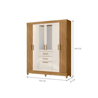 Conjunto Guarda Roupa Espelho E Comoda Fuji Freijo Off White