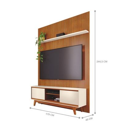 Conjunto Painel E Rack Moonshadow Cinamomo Off White