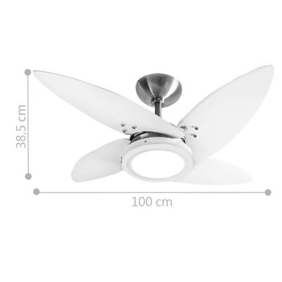 Ventilador Led Paris Alumínio Escovado 4 Pás Brancas 220V 220V