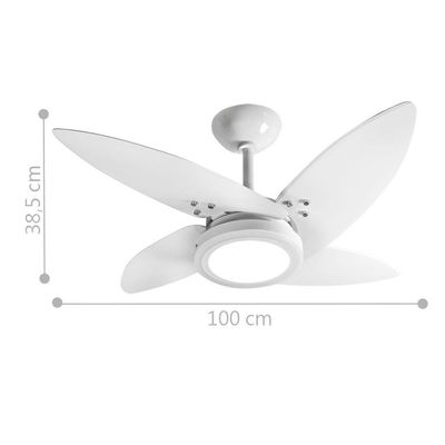 Ventilador Led Paris Branco 4 Pás 220V E Controle Remoto 220V