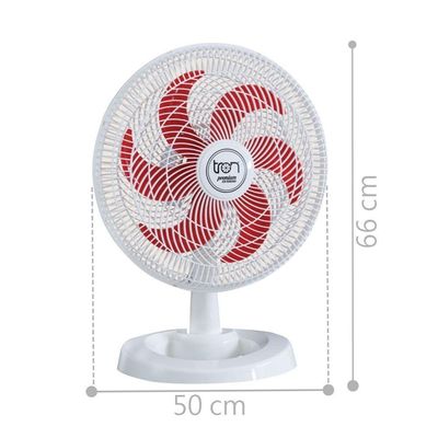 Ventilador Médio Maggie Branco Oscilante 127V Pás Vermelha 110V