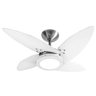 Ventilador Led Paris Alumínio Escovado 4 Pás Brancas 110V 110V