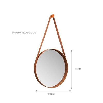 Espelho Alvorada 80 Cm Com Alça Castanho