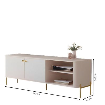 Bancada Para Tv 58 Polegadas Sven Off White Dourado