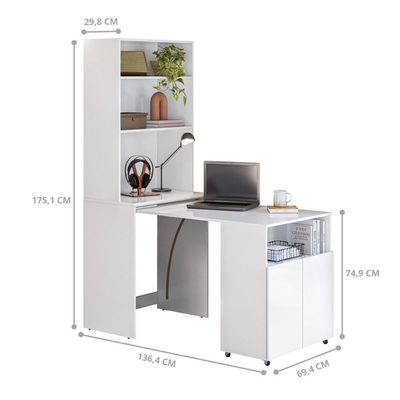 Mesa Com Estante Espaço Café Amazonas Branco