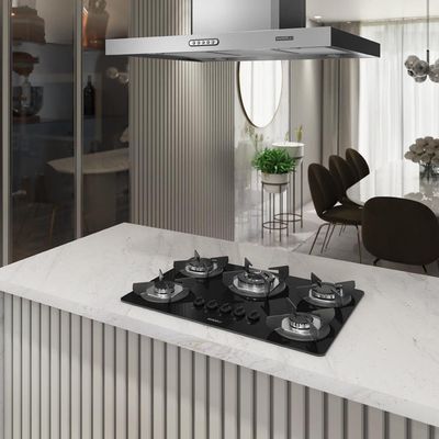 Cooktop Safe Ferro Fundido 5 Bocas Tripla Chama Glp Nardelli Preto Bivolt