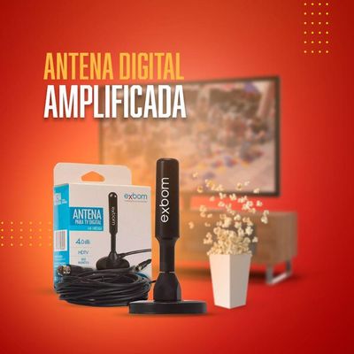 Antena Digital Portátil Amplificada 5 Metros Interna Externa