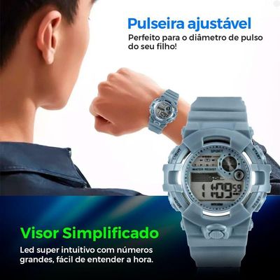 Caixa Relogio Infantil Criança Digital Silicone Menino
