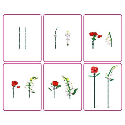Blocos de Montar Max Premium Flowers - Rosa 204 pçs