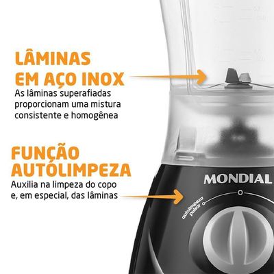 Liquidificador Mondial L550-b Easy Power 550w Preto 127v