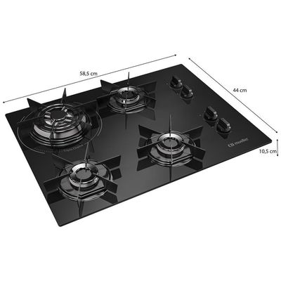 Cooktop Mueller 4 Bocas Queimador Tripla Chama MCG4BC Bivolt