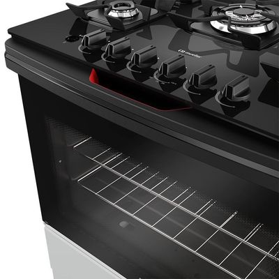 Fogão Mueller 5 Bocas Titânio Com Mesa De Vidro E Tripla Chama MFV5BF Bivolt