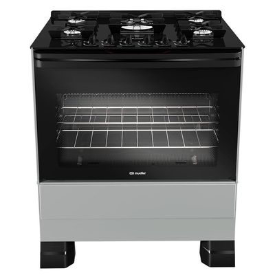 Fogão Mueller 5 Bocas Titânio Com Mesa De Vidro E Tripla Chama MFV5BF Bivolt
