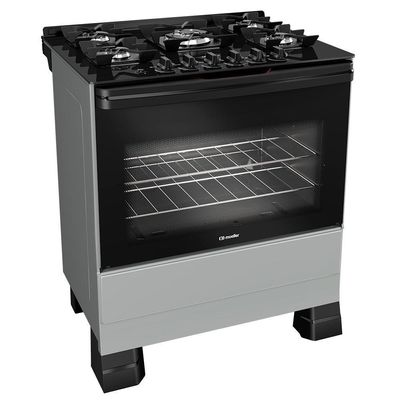 Fogão Mueller 5 Bocas Titânio Com Mesa De Vidro E Tripla Chama MFV5BF Bivolt