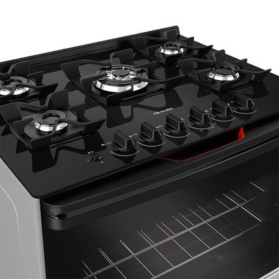 Fogão Mueller 5 Bocas Titânio Com Mesa De Vidro E Tripla Chama MFV5BF Bivolt
