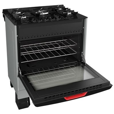 Fogão Mueller 5 Bocas Titânio Com Mesa De Vidro E Tripla Chama MFV5BF Bivolt