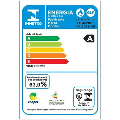 Cooktop Mueller 5 Bocas Queimador Ultra Chama Mcg115bb Bivolt