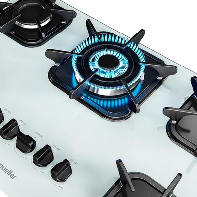 Cooktop Mueller 5 Bocas Branco Com Queimador Tripla Chama Bivolt