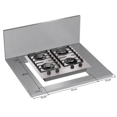 Cooktop Mueller 4 Bocas De Alumínio 59cm Com Grade Dupla MCG4BL Bivolt