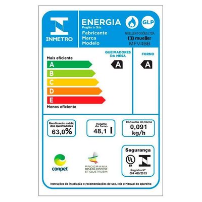 Fogão Mueller Branco 4 Bocas Com Mesa De Vidro Mfv4bb