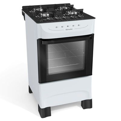 Fogão Mueller Branco 4 Bocas Com Mesa De Vidro Mfv4bb
