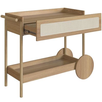 Carrinho Bar Com Porta Taças Pés Madeira Moss A03 Hanover Roble - Lyam Decor