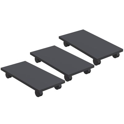Kit 03 Suportes Para Cpu Com Rodízios Cyber L03 Preto - Lyam Decor