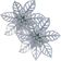 Kit 12 Flores Prata Gliter Decoração árvore De Natal De 14cm
