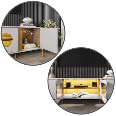Rack Juquehy TV 75" com 4 Portas e Pés em Aço Off White