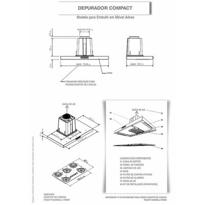 Depurador Compact New Embutir Inox 90 Cm Fogatti Inox 220V