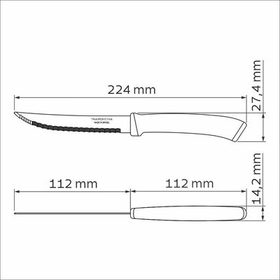 Faca Churrasco Tramontina Felice Lâmina Aço Inox Fio Microsserrilhado Cabo Polipropileno Preto 5 Tramontina