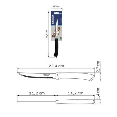 Faca Churrasco Tramontina Felice Lâmina Aço Inox Fio Microsserrilhado Cabo Polipropileno Preto 5 Tramontina