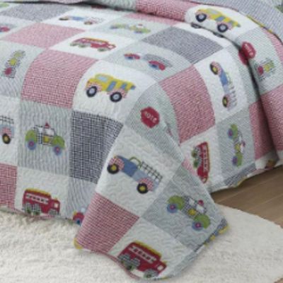 Kit Cobre Leito Colcha Magic Solteiro Infantil 2 Peças Microfibra 180 Fios Carros Patchwork 100% Poliéster